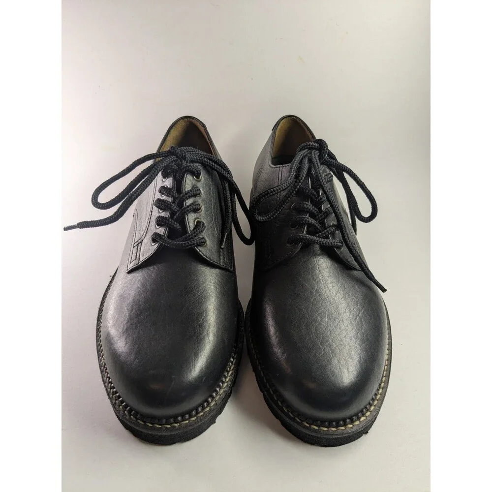 H.S. Trask Gallatin H1001 Men's 8M Black Leather Oxford Lug Sole Plain Toe Shoes
